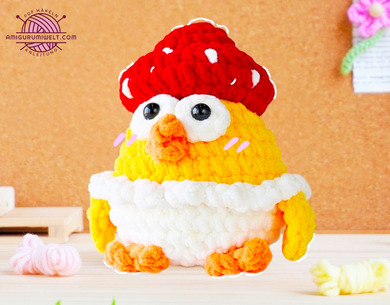 Plüsch Huhn mit Pilzhut Amigurumi PDF Anleitung (3)